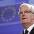 European Commissioner for Internal Market and Services Barnier addresses a news conference in Brussels