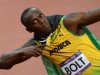Jamaica's Usain Bolt celebrates after winning the men's 100m final at the London 2012 Olympic Games