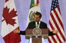 Mexico's President Pena Nieto gives a speech during a news conference at the North American Leaders' Summit in Toluca