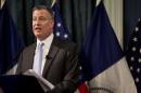 New York Mayor Bill de Blasio delivers the budget address in New York