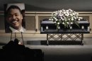 Rodney King's casket is pictured during his memorial service at the Forest Lawn Hall of Liberty in Los Angeles, California