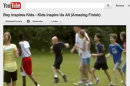 This image made Saturday, June 2, 2012 from a video posted on YouTube on May 27, 2012, 11-year-old Matt Woodrum, third from left, is joined by physical education teacher John Blaine, fourth from left, and other students during a 400-meter race at Colonial Hills Elementary School in Worthington, Ohio. The May 16, 2012 race captured on video by Woodrum's mother, is now capturing the attention of strangers on the Internet, many who call the boy and his classmates an inspiration to be more compassionate toward each other. (AP Photo)