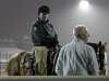 Trainers Todd Pletcher, right, talks to Wayne Lukas during a morning workout at Churchill Downs Tuesday, May 1, 2012, in Louisville, Ky. (AP Photo/Morry Gash)