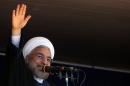 A handout picture released by the official website of the Iranian president show President Hassan Rouhani speaking in Khoramabad on June 18, 2014