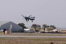 A U.S. Air Force MQ-9 Reaper drone takes off from Kandahar Airfield, Afghanistan
