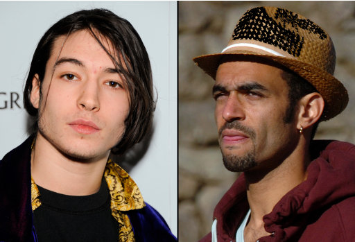 FILE - This combination of undated file photos shows Ezra Miller, left, who stars in the recently released film "The Perks of Being a Wallflower," and hip hop producer Sol Guy, right. The two are appearing in a documentary-style film with Last Real Indians founder Chase Iron Eyes to try to raise $9 million by the end of November, 2012, to buy back a piece of land in South Dakota that Native American tribes consider sacred.  (AP Photos/file)