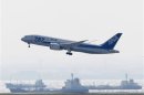 An All Nippon Airways' Boeing Co's 787 Dreamliner plane takes off for a test flight at Haneda airport in Tokyo