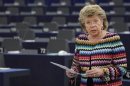 European Union Justice Commissioner Reding addresses the European Parliament during a debate on the constitutional situation in Hungary in Strasbourg
