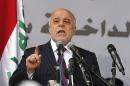 FILE - In this Jan. 9, 2016, file photo, Iraq's Prime Minister Haider al-Abadi, speaks during a ceremony marking Police Day at the police academy in Baghdad, Iraq. Iraq's supreme court struck down key reforms proposed by Prime Minister Haider al-Abadi on Monday, Oct. 10, 2016, marking another setback for the increasingly isolated leader as he seeks to unite the country ahead of a march on the Islamic State-held city of Mosul. The premier had proposed abolishing the two vice presidential and deputy prime minister posts, largely ceremonial positions created after the 2003 U.S.-led invasion to give the Sunni and Kurdish minorities a greater presence in the Shiite-led government. (AP Photo/Karim Kadim, File)