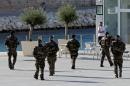 French soldiers patrol near the Museum of Civilizations from Europe and the Mediterranean in Marseille