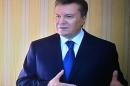 TV grab provided by Ukraine's Presidential Press Service shows Ukrainian President Viktor Yanukovych speaking to the local TV in the city of Kharkiv on February 22, 2014