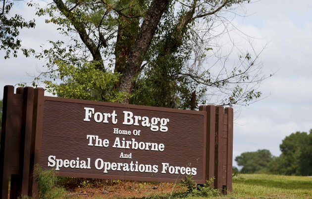 sign of Fort Bragg is seen in Fayetteville, North Carolina September ...