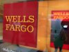 A Wells Fargo sign is seen outside a banking branch in New York