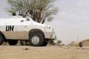 United Nations (UN) soldiers patrol in the northern Malian city of Kidal