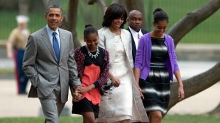 ap barack sasha michelle malia obama easter sunday jt 130331 wblog Obama Family Attends Easter Service at St. Johns