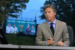 Brandel Chamblee is seen on the set of The Golf Channel …