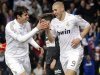 Real Madrid's Benzema celebrates his goal against Racing Sandanter during their Spanish First Division soccer match in Madrid