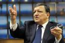 Jose Manuel Barroso talks during an interview with Reuters in his office at the EU Commission headquarters in Brussels