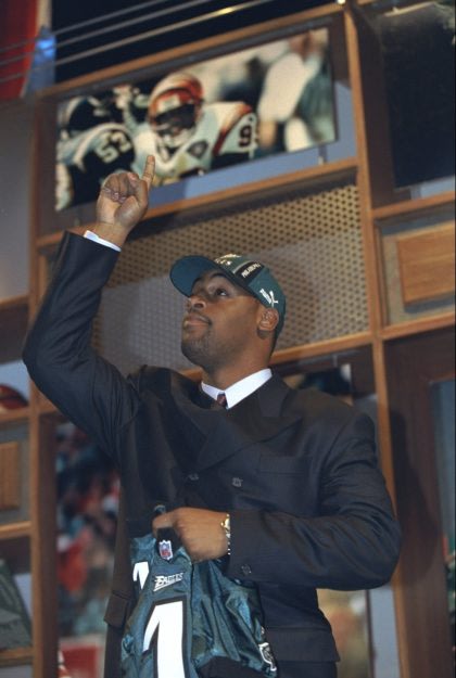 Donovan McNabb was not the preferred choice of Eagles fans, who booed him in New York during the 1999 NFL draft (Ezra O. Shaw /Allsport/Getty Images)