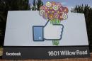 FILE - In this Sunday, May 13, 2012, file photo, flowers are added to a Facebook sign in front of Facebook headquarters in Menlo Park, Calif. On Tuesday, Feb. 4, 2014, Facebook celebrates 10 years since its inception. (AP Photo/Paul Sakuma, File)