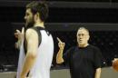 Minnesota Timberwolves head coach Rick Adelman gestures during a practice session in Mexico City