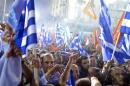 New Democracy party supporters attend their closing election rally in Omonia square in Athens