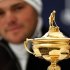 Germany's Kaymer looks at Ryder Cup during news conference at Dunhill Links Championship in the Old Course in St Andrews