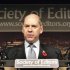 Jonathan Evans, the head of Britain's MI5 intelligence agency, speaks at the Society of Editors Annual Conference in Manchester