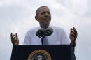 U.S. President Barack Obama makes remarks on the economy at the Georgetown Waterfront Park in Washington