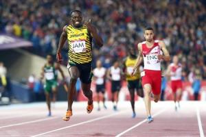 Jamaica&#39;s Bolt runs the anchor leg as Jamaica wins the men&#39;s 4x100m relay final at the 2014 Commonwealth Games in Glasgow