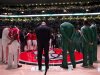 Toronto Raptors and Boston Celtics players observe a moment of silence for the victims of the Boston Marathon bombings before an NBA basketball game in Toronto, Wednesday April 17, 2013. (AP photo/The Canadian Press, Frank Gunn)