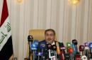 Iraq's Finance Minister Hoshiyar Zebari speaks during a news conference in Baghdad