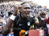 Wigan Athletic's Rodallega celebrates after his team avoided relegation in the last game of the season in Stoke on Trent