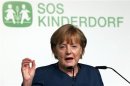 German Chancellor Merkel speaks during the Annual Reception of the SOS Children's Village organization in Grimmen