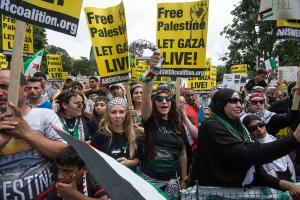 Pro-Palestinian demonstrators gather in front of the &hellip;