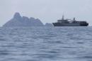 A Malaysian navy vessel patrols waters near Langkawi island