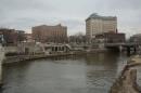 The Flint River is seen flowing thru downtown in Flint, Michigan