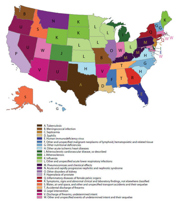 Death in Your State: Map Shows 'Most Distinctive' Causes