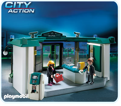 Would you let your 4 year-old play with a game where she could be a bank robber with a gun? (playmobil.ca)