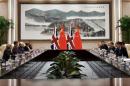 Chinese President Xi Jinping and British Prime Minister Theresa May meet at the West Lake State House on the sidelines of the G20 Summit, in Hangzhou