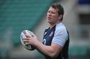 A file picture of England rugby union player Dylan Hartley at a training session in London, on February 22, 2013