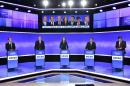 The candidates for the right-wing party primaries ahead of the 2017 presidential election (from L) Nicolas Sarkozy, Alain Juppe, Nathalie Kosciusko-Morizet, Jean-Frederic Poisson and Francois Fillon take part in a televised debate