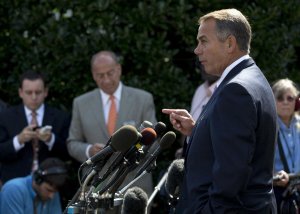 House Speaker John Boehner of Ohio speaks to reporters …
