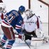 New York Rangers center Stepan scores past Washington Capitals goalie Holtby in third period of Game 3 of their NHL Stanley Cup playoffs Eastern Conference quarterfinal hockey game at Madison Square Garden in New York,