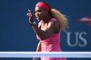 Serena Williams of the US reacts to a point at the USTA Billie Jean King National Center September 5, 2014 in New York