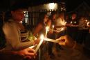 Residents pay homage in front of the house of Colombian Nobel Prize laureate Garcia Marquez in Aracataca