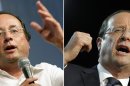 This combination of images show French Socialist Party leader Francois Hollande in a Friday, Aug. 31, 2007 file photo, left, addressing young militants in La Rochelle, France, and in a campaign rally in Toulouse, France, Thursday May 3 2012, right. The last time France voted for president, Francois Hollande was a portly, smiley man with a wishy-washy image playing second fiddle to Segolene Royal, his Socialist party's candidate and the mother of his four kids. Now he's a man with a trim waistline and promising future who managed a tough presidential debate with the air of, well, a president. (AP Photo/Bob Edme, File, Christophe Ena)