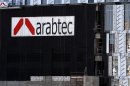 Arabtec logo is seen on buildings under construction in the Marina area of Dubai