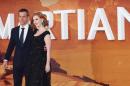 US actor Matt Damon (L) and US actress Jessica Chastain arrive for the European premiere of "The Martian" in London's Leicester square on September 24, 2015