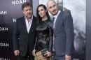 Crowe and Connelly pose with director Aronofsky during the U.S. premiere of "Noah" in New York